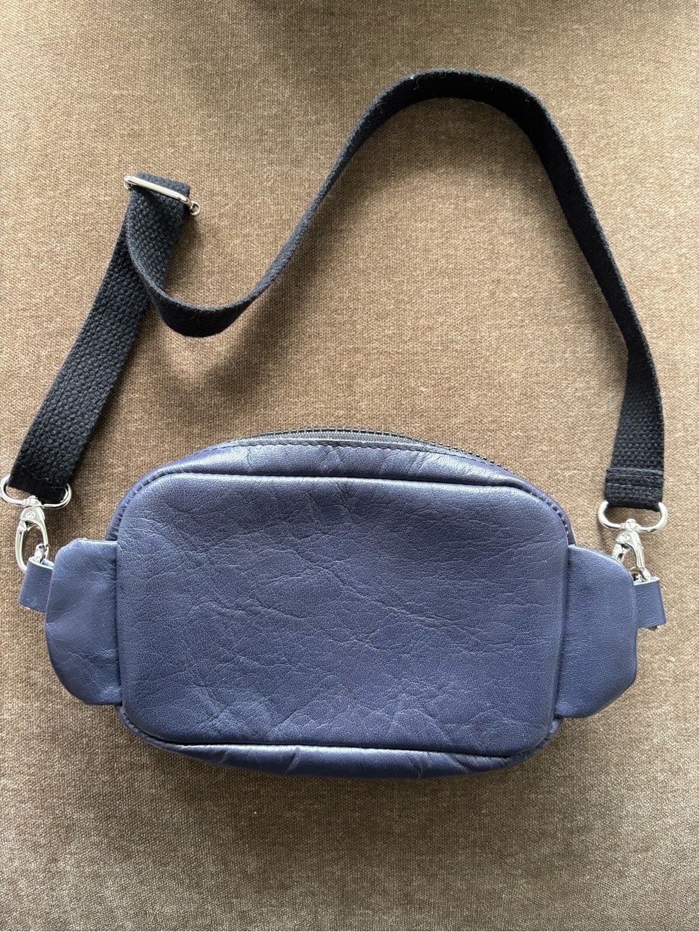 Navy Crossbody Leather Bag - Casual Everyday Carry